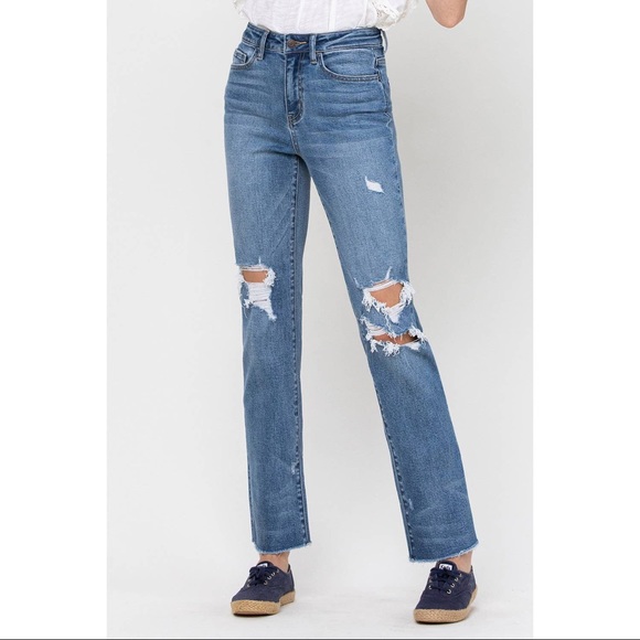 PRICE DROP Maeve High Rise Distressed Straight Denim - Picture 9 of 12